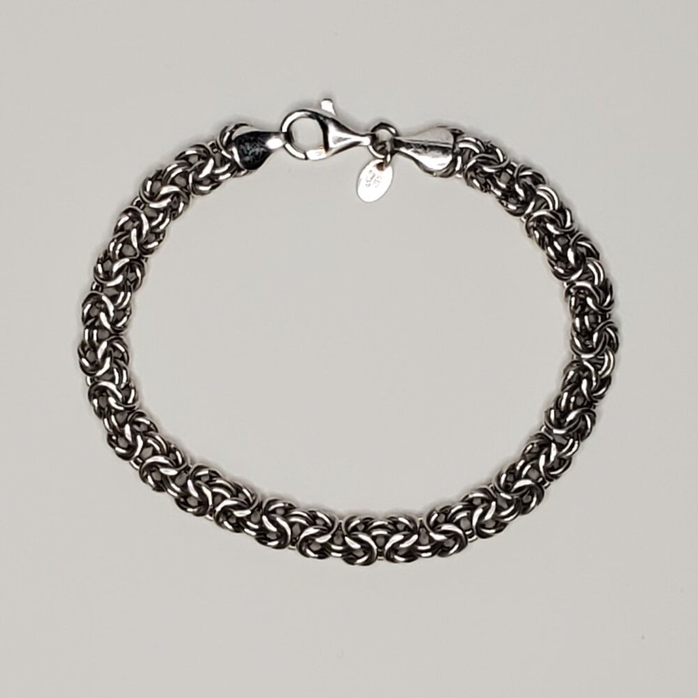 Sterling Silver Byzantine Link Chain Bracelet, 7.5 inches